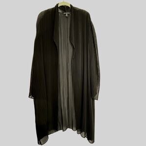 Eileen Fisher sheer open front top pleated long line size large event evening